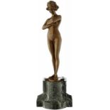 Statuette "Akt"Anfang 20. Jh. Signiert Paul Philippe (1870 - 1930). Bronzefigur. Patiniert. Sockel