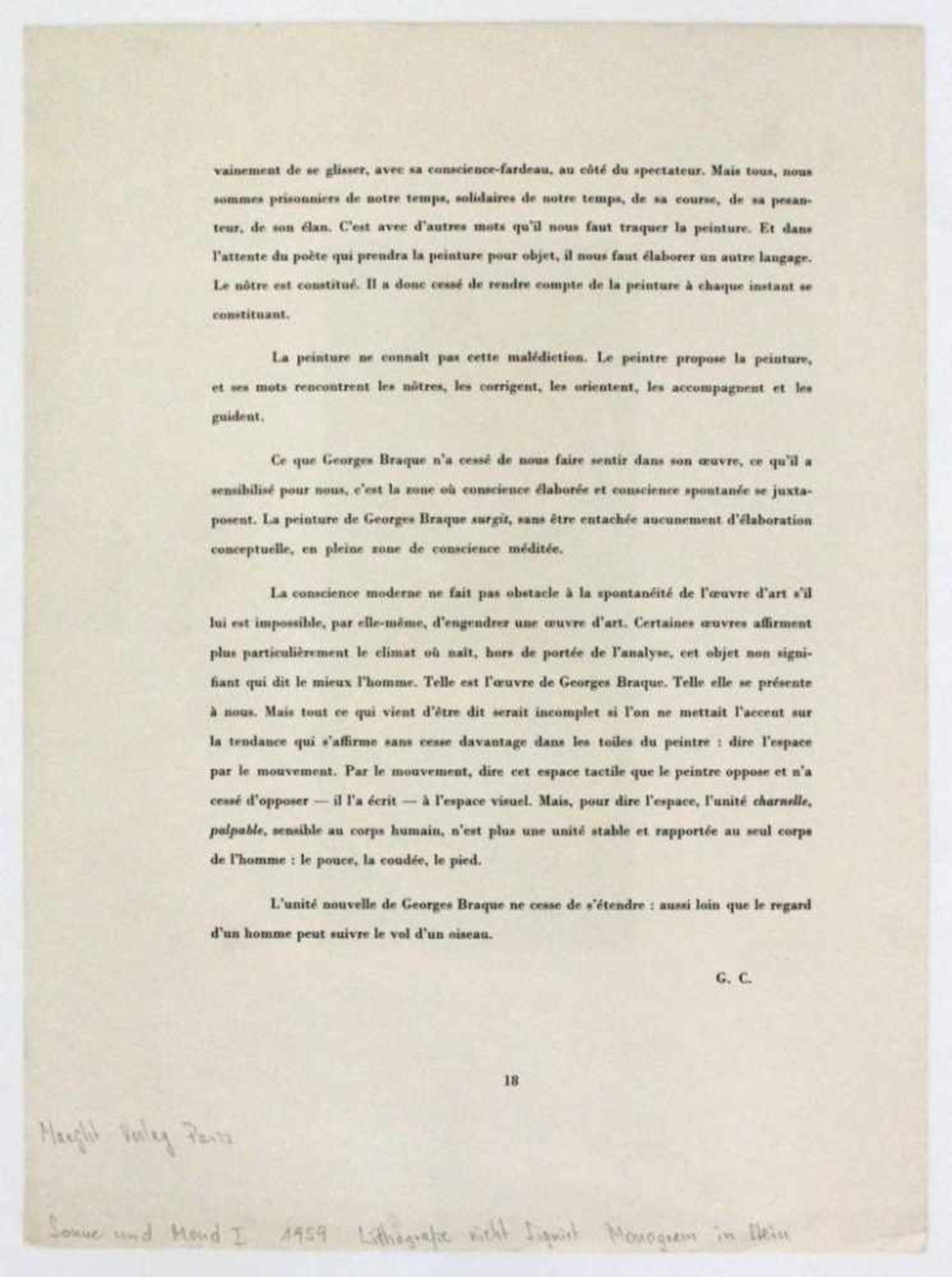 Braque George (1882-1963) Sonne und Mond I Lithographie Druck auf "Manifest der Surrealisten" 38 x - Bild 2 aus 2