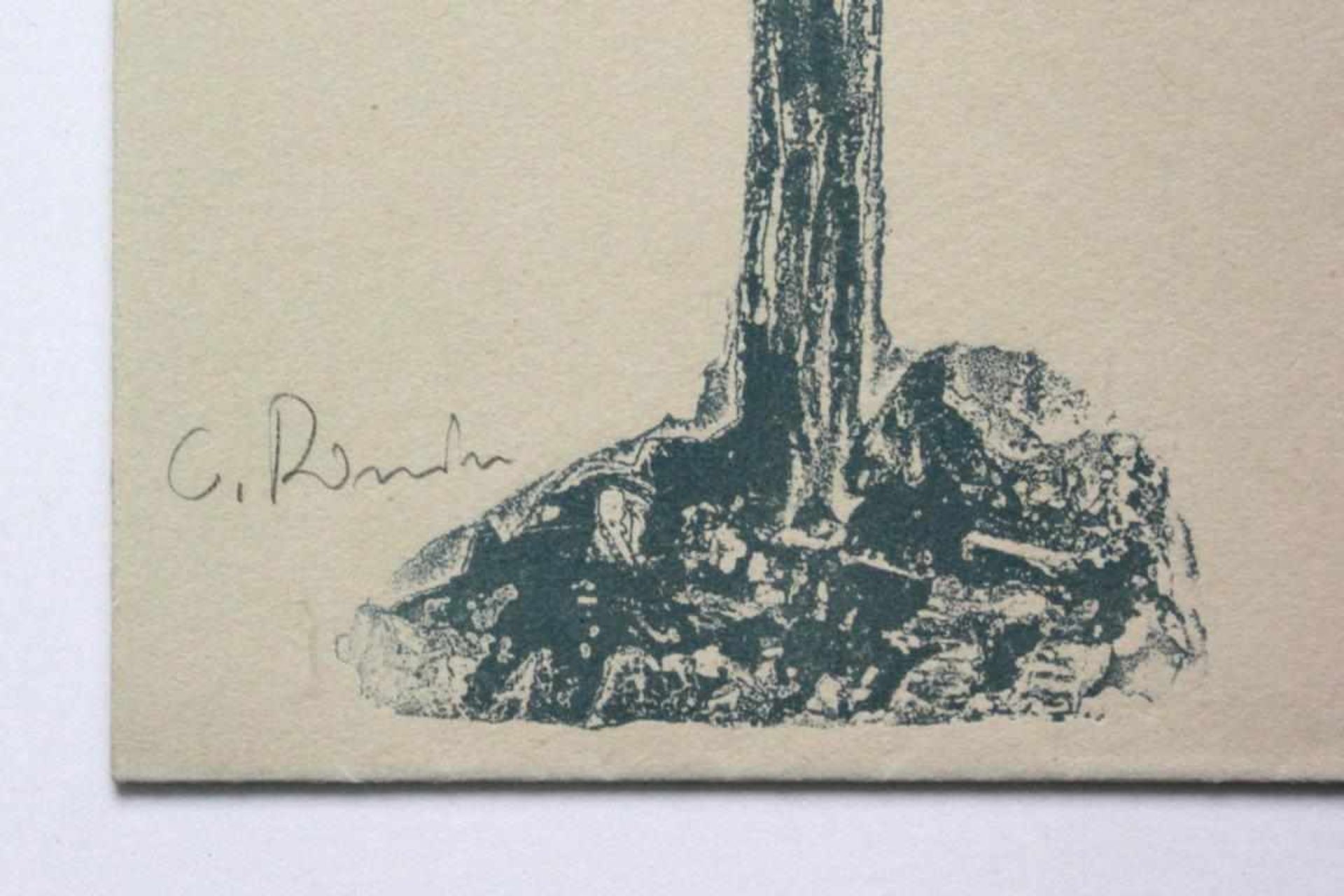 Donin Christoph (geb. 1930) Ohne Titel (hellblauer Baum) Lithographie handsigniert 19 x 11 cm - Bild 2 aus 2