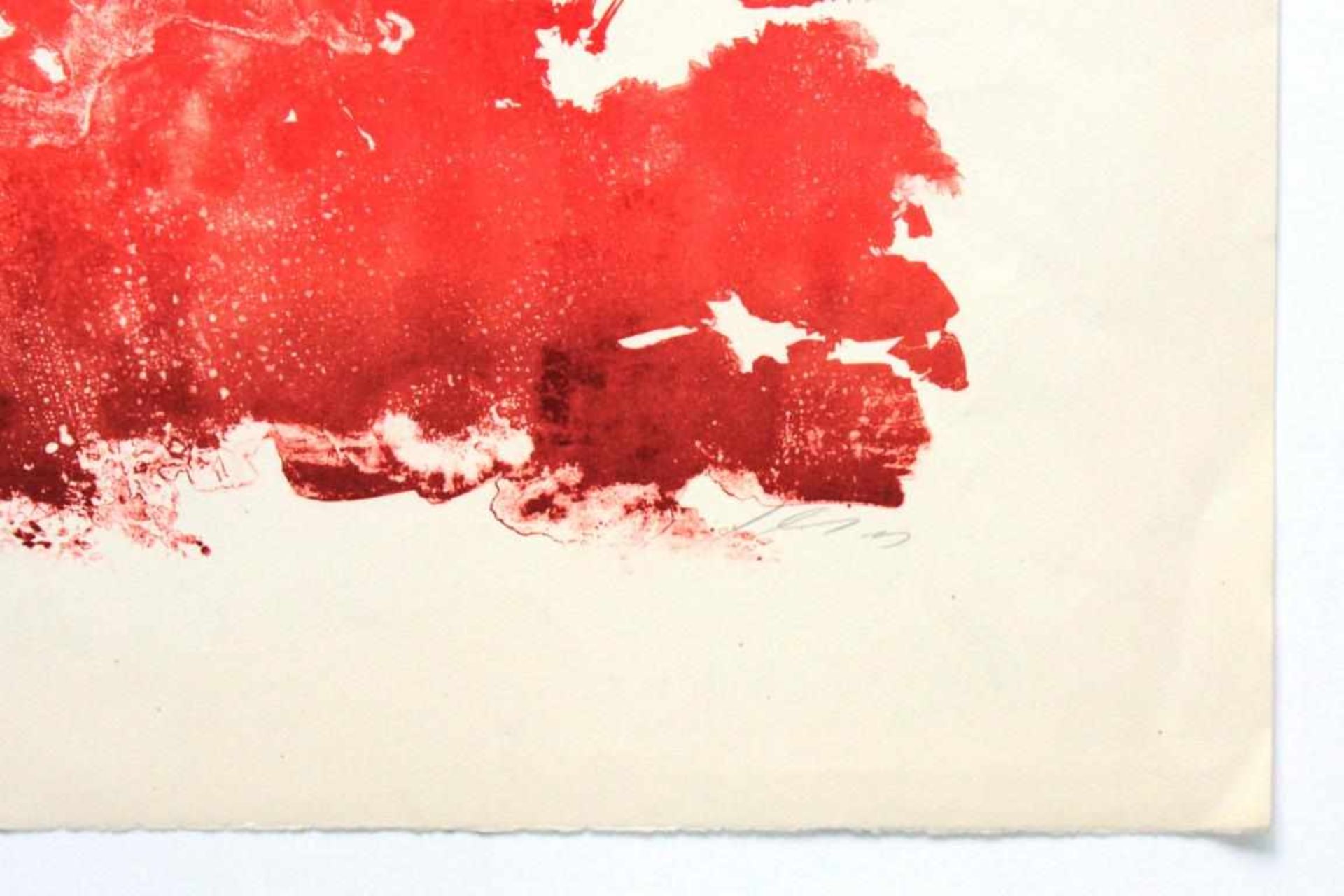 Kies Helmut (1933-2016) Ohne Titel (rot) Lithograhie handsigniert 50 x 38 cm - Bild 2 aus 3