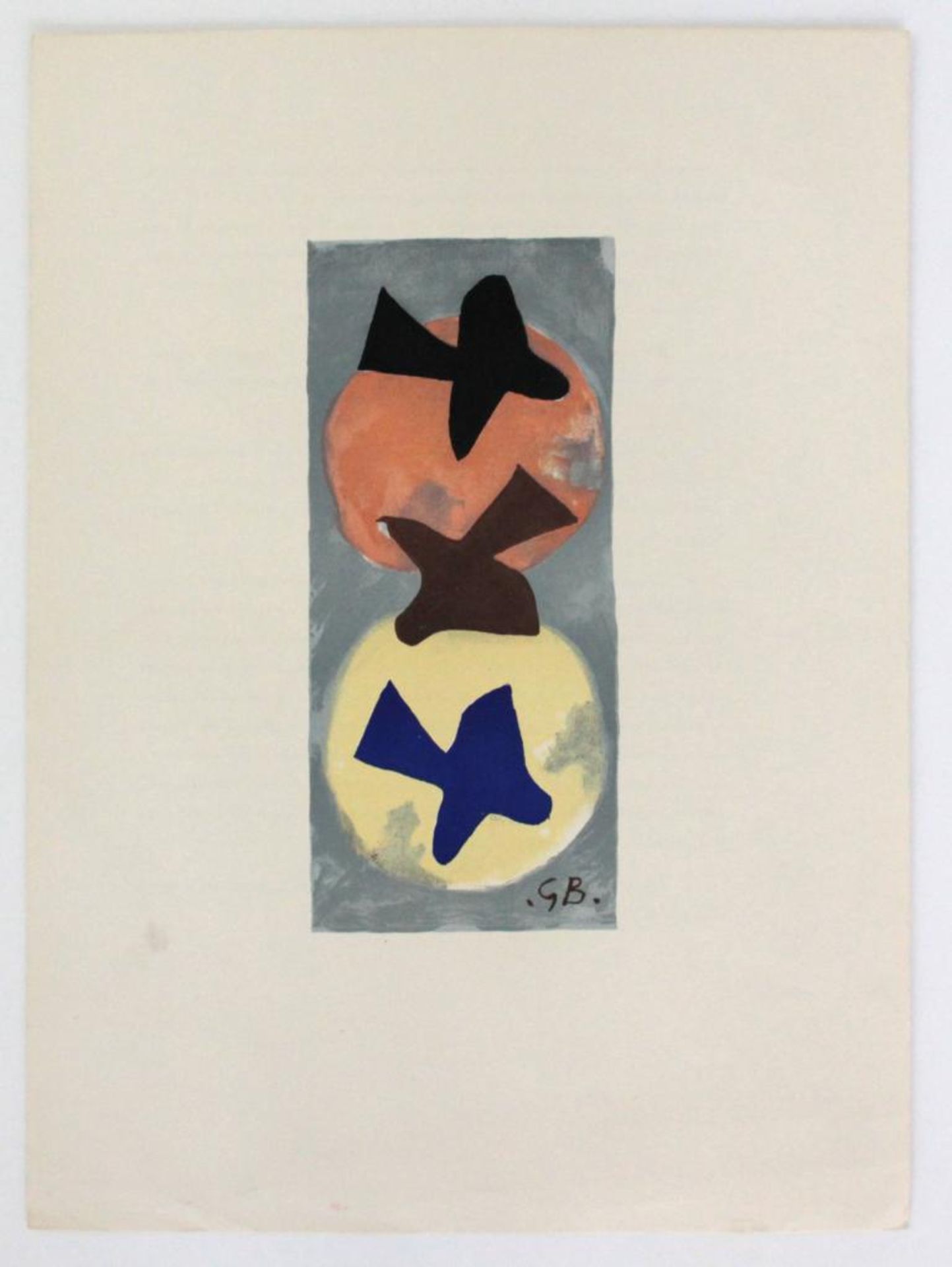 Braque George (1882-1963) Sonne und Mond I Lithographie Druck auf "Manifest der Surrealisten" 38 x