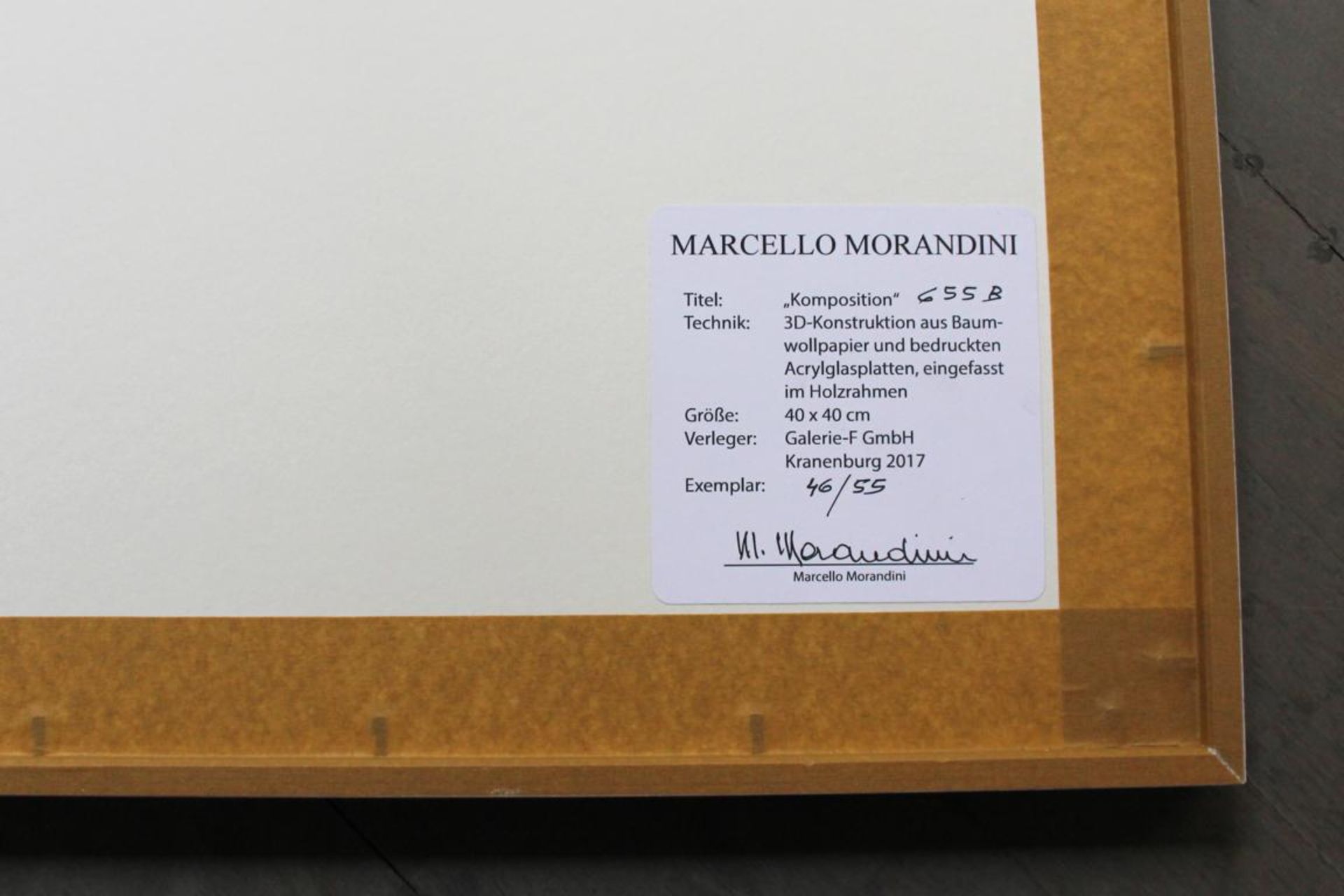 Morandini Marcello (geb. 1940) Komposition 655b 2017 3D Konstruktion aus Baumwollpapier und - Bild 2 aus 2