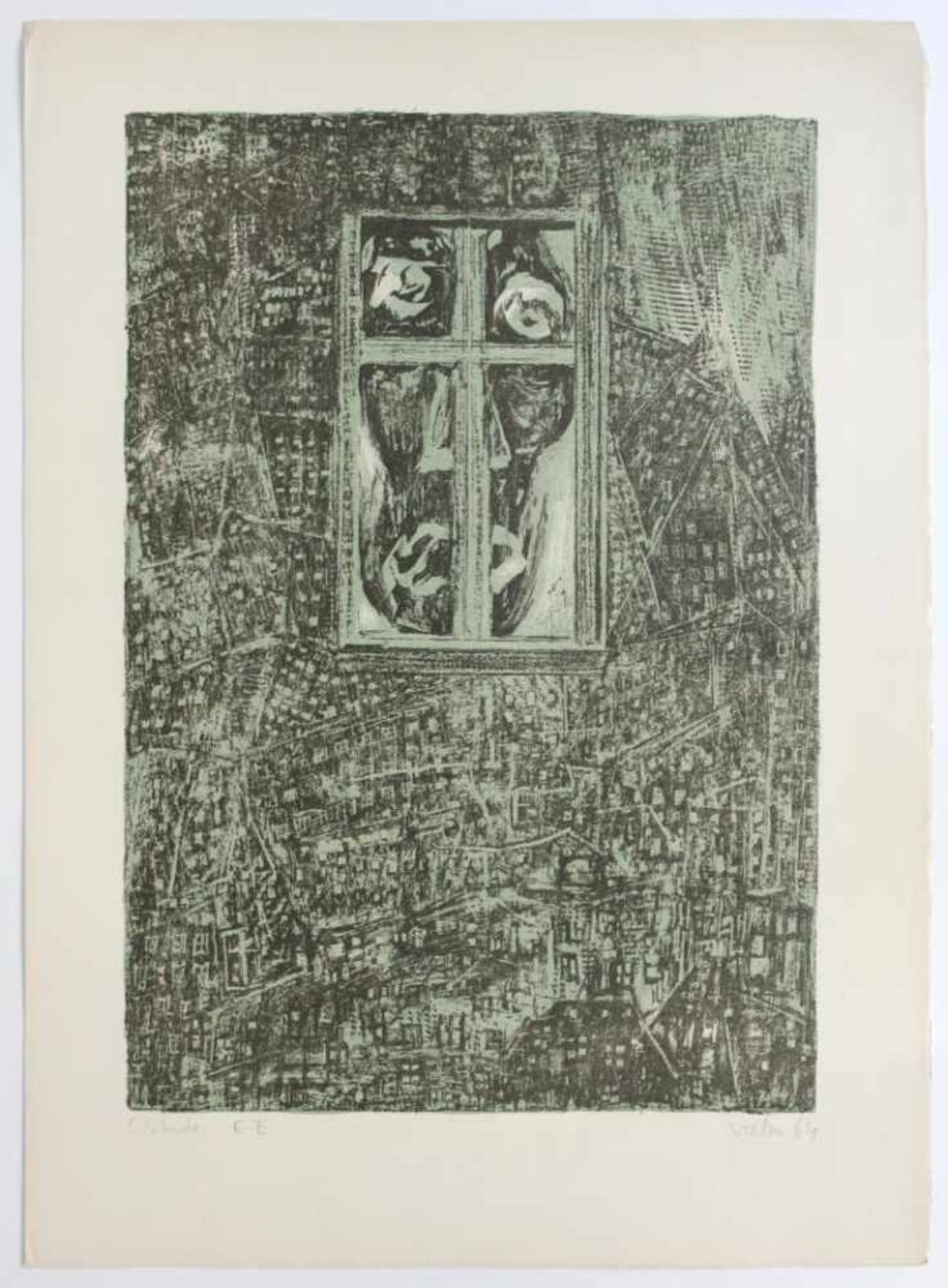 Verlon André (1917-1994) Solitude (grün) 1964 Lithograhie handsigniert, datiert, Solitude, E.E 65