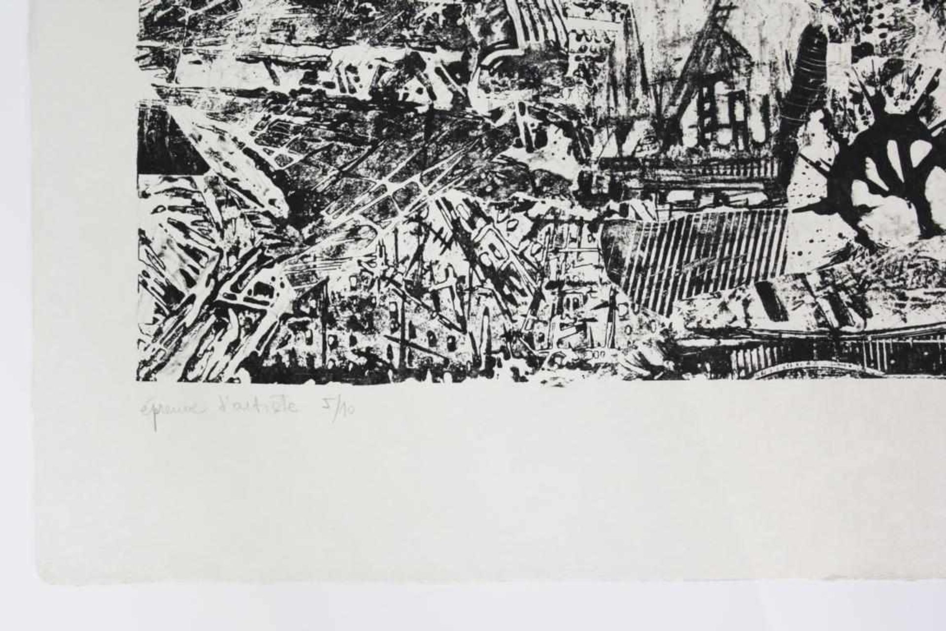 Verlon André (1917-1994) Ohne Titel(scharz weiss) Lithographie auf Blütenpapier handsigniert, - Bild 3 aus 3