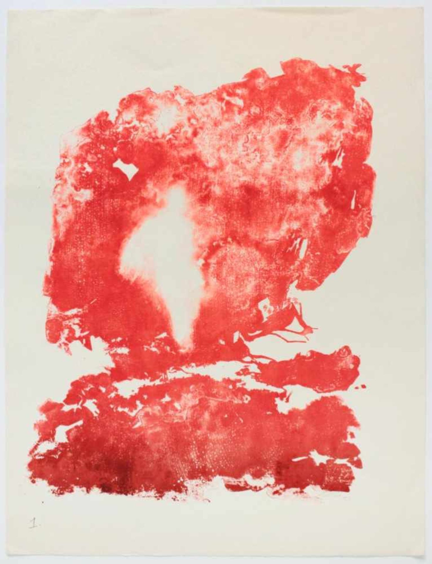 Kies Helmut (1933-2016) Ohne Titel (rot) Lithograhie handsigniert 50 x 38 cm