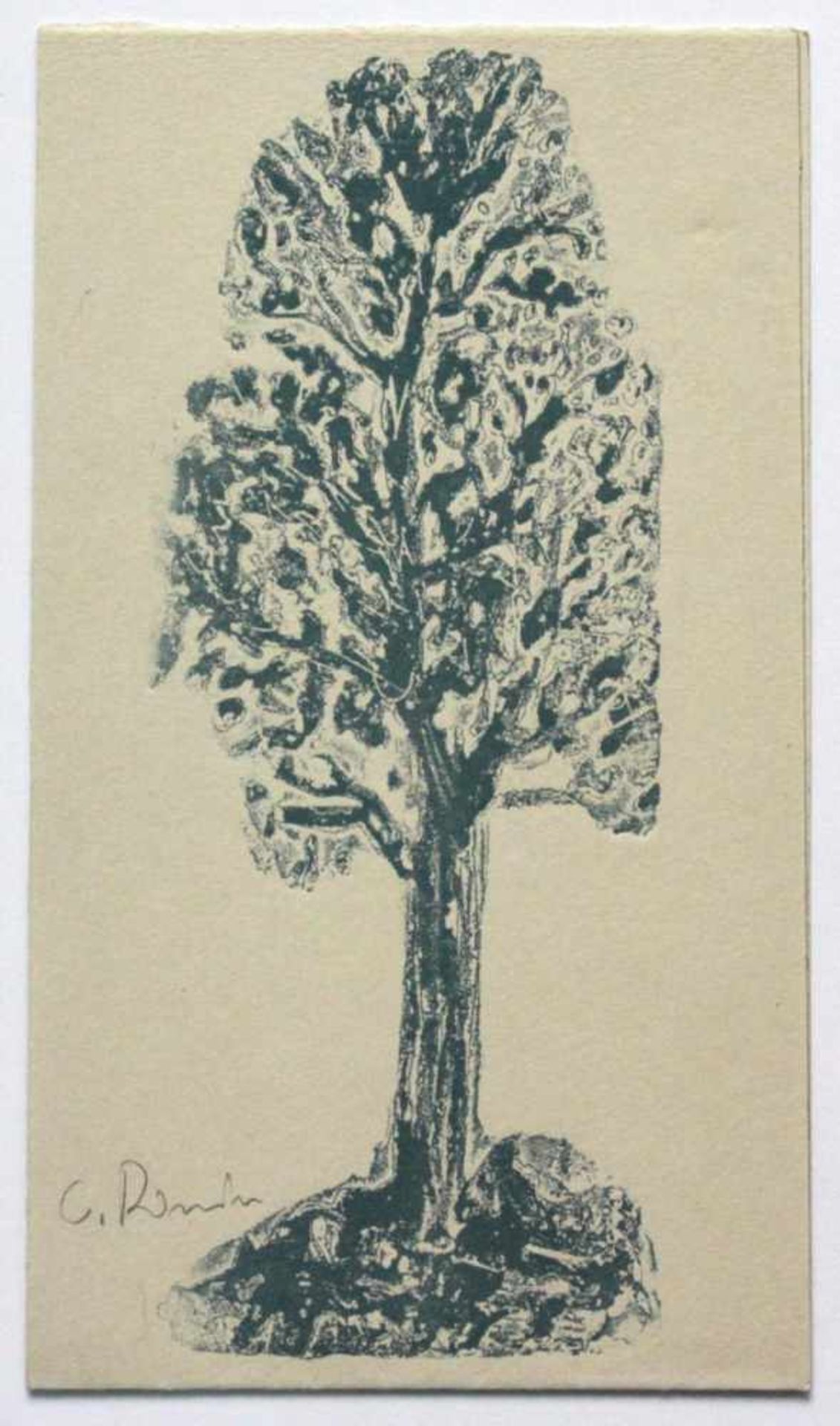 Donin Christoph (geb. 1930) Ohne Titel (hellblauer Baum) Lithographie handsigniert 19 x 11 cm