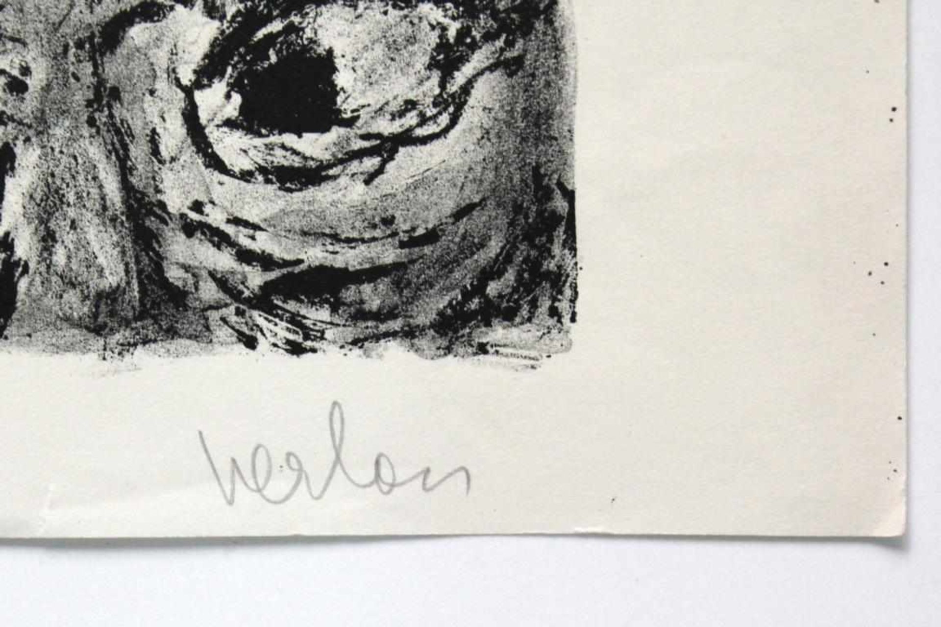 Verlon André (1917-1994) Ohne Titel (Gesichsterstadt) Lithographie handsigniert 51 x 50 cm - Bild 2 aus 3