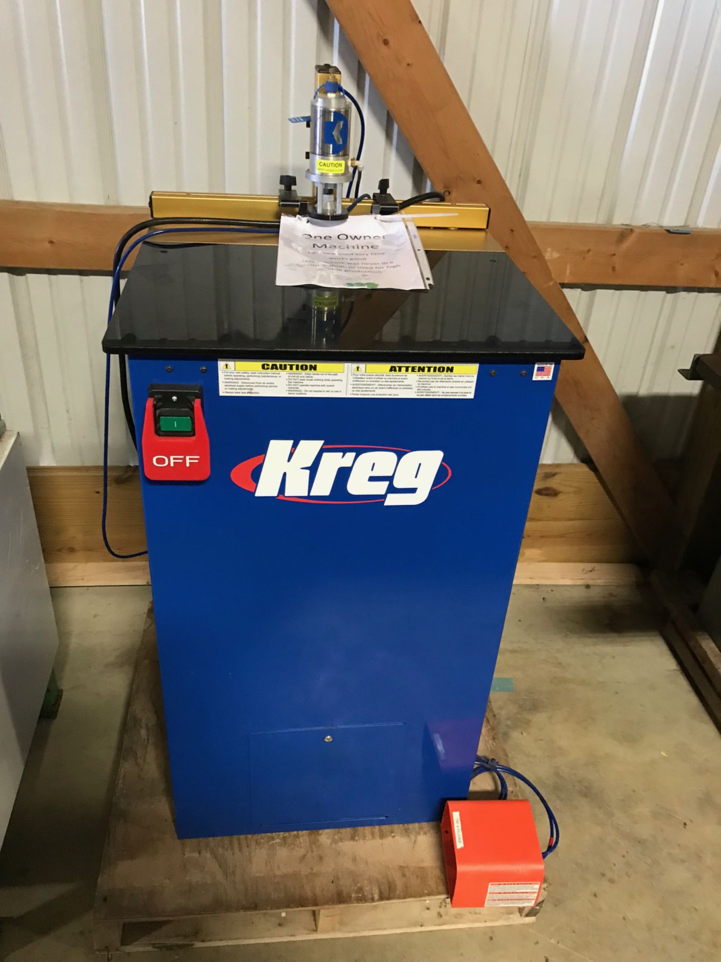 (8023) Kreg Pocket Hole Machine 110 Volt Electric and Pneumatic Powered, Slightly used