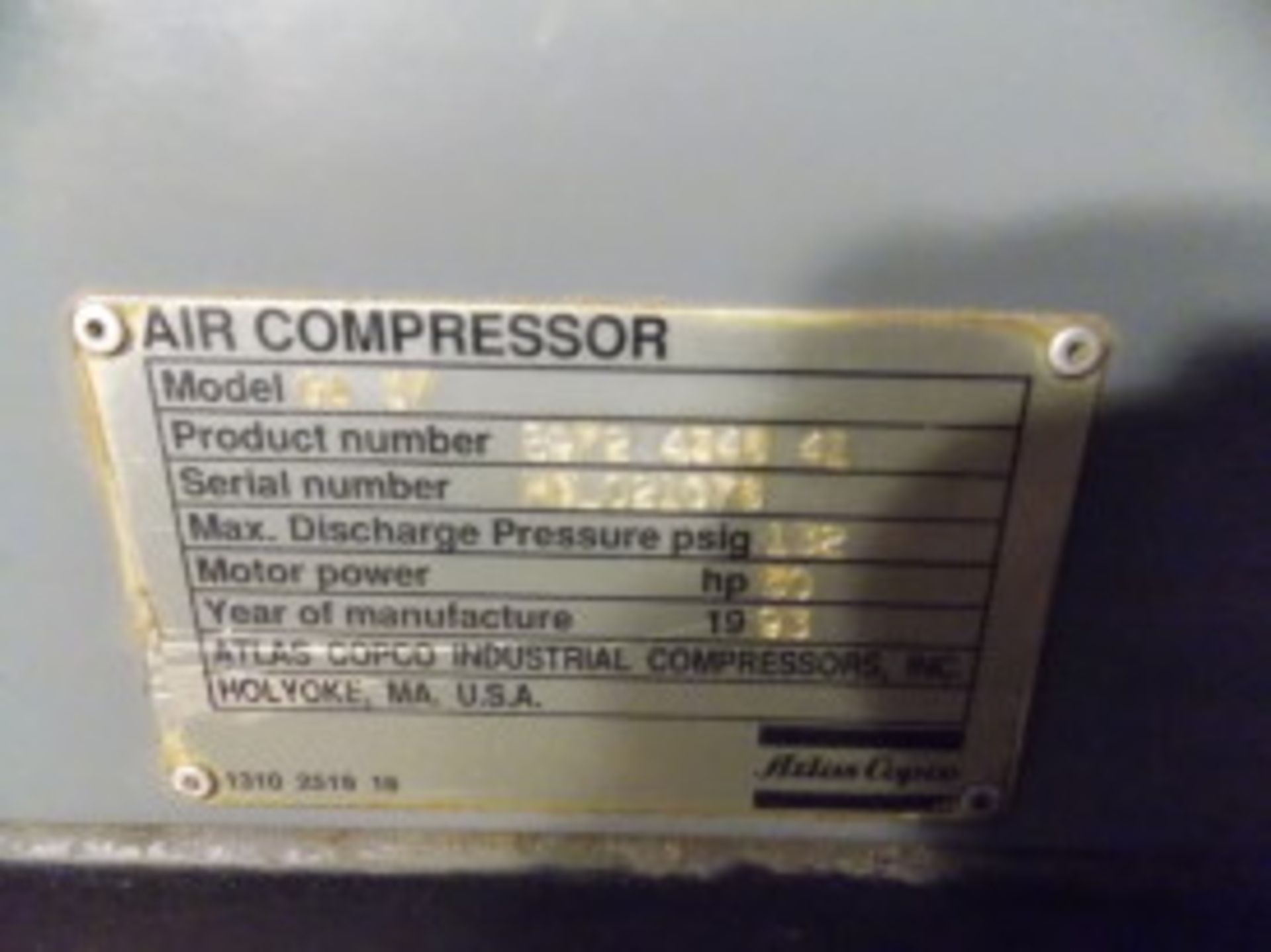 (8044) ATLAS COPCO "GA-37" Rotary Screw Air Compressor; USED - Image 4 of 6