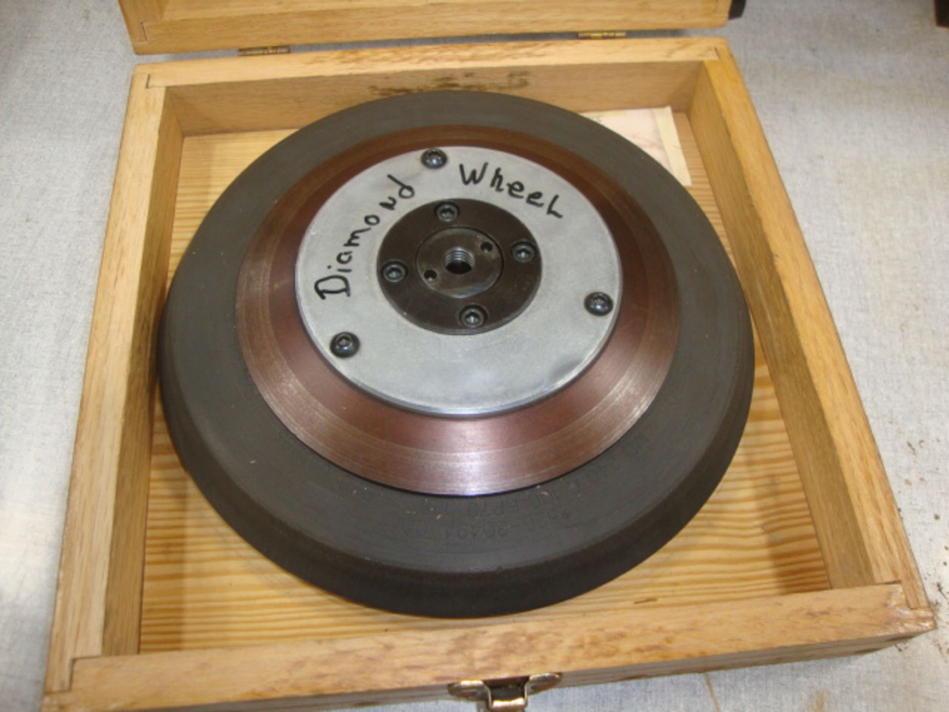Wickman 10" x .75 Resin Diamond Sharpening Wheel in Wood Box for #52 Giddings & Lewis Tool Sharpener