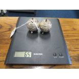 Two indian silver pepper pots 65g