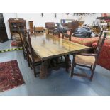 8ft solid wood table with eight chairs