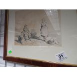 Original etching of fisherman