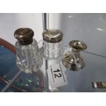 Silver and glass pots