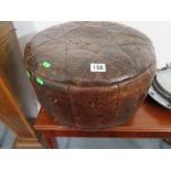 Leather pouffe