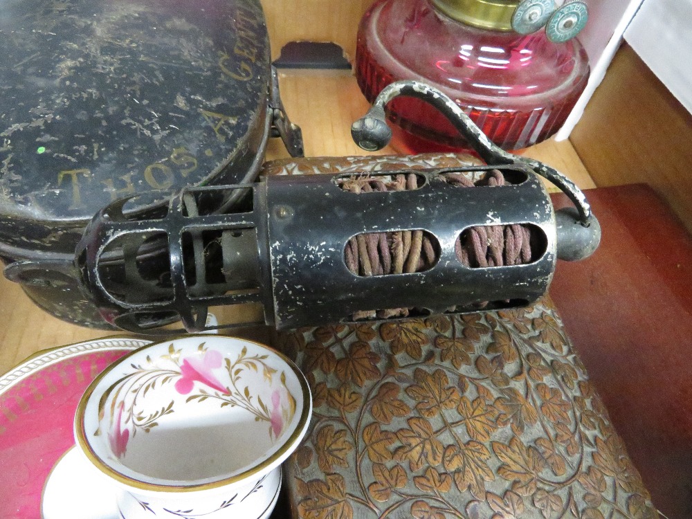 Misc. box containing early rolls Royce inspection lamp, wig box and drawing equipment - Image 5 of 5