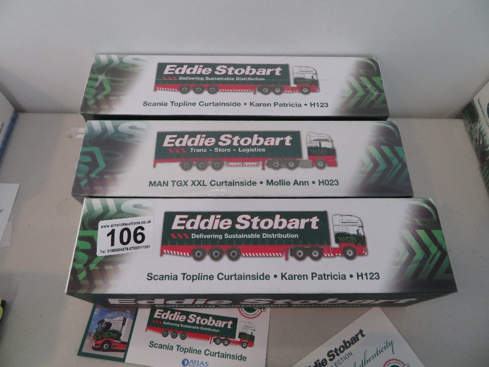 Three boxed Eddie Stobart trucks