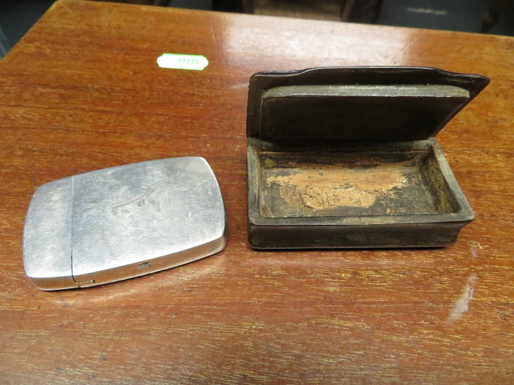 White metal vesta and horn snuff box - Image 2 of 3