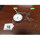 Silver pocket watch and chain