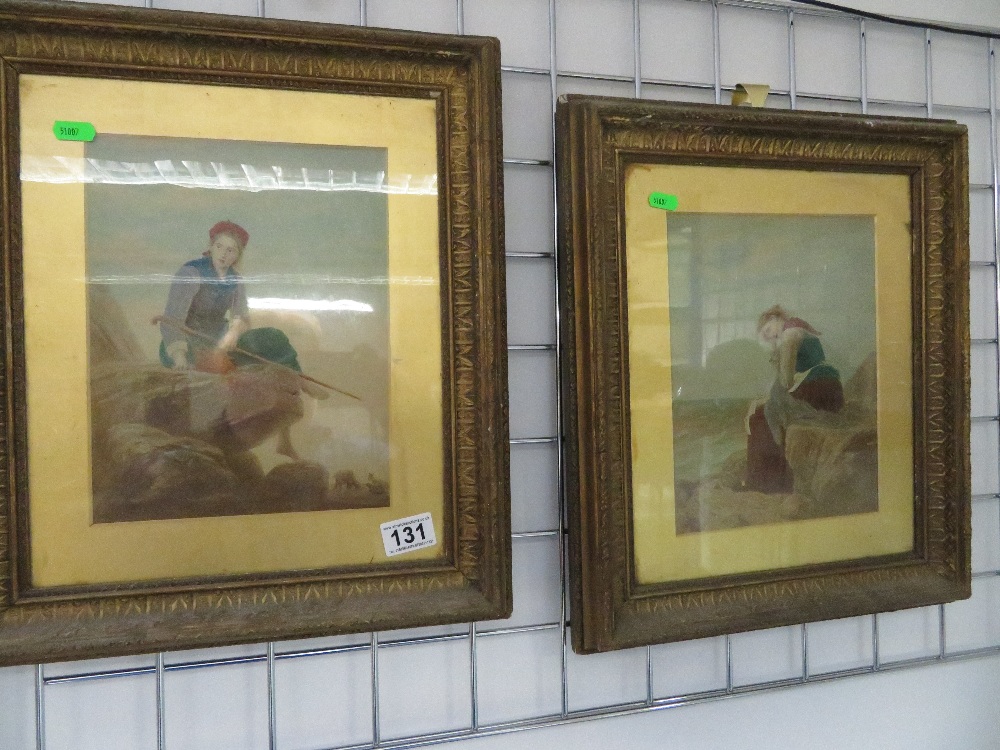 Two old water colours in guilt frames