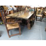 Large chunky country table with eight chairs