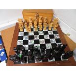 Carved Chinese chess set and board