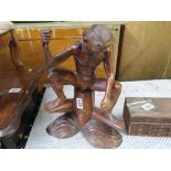 Carved hard wood sculpture marked baly