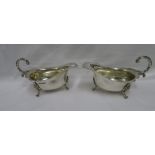 2 hallmarked silver gravy boats 406g