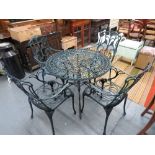 cast metal outdoor table and chair