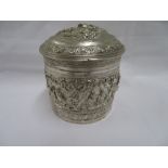 Indian high relief repousse lidded pot 286g