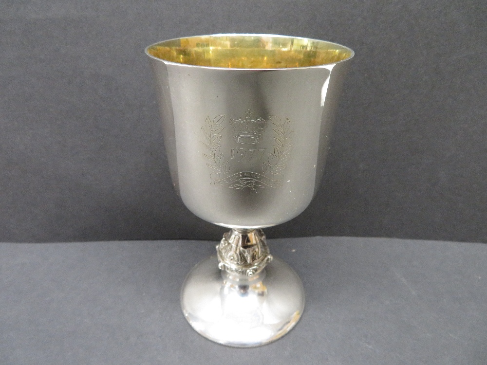 Sterling silver silver jubilee goblet by aurum 161g boxed and paper work - Image 2 of 14