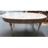 Oval marble coffee table