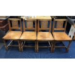 Robert Thompson Early mouseman set of four lattice back chairs Circa 1950s Mouseman