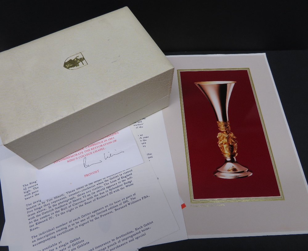 Kings college chapel goblet by aurum designed by hector millar 6 troy ozs number 10 of 500 orignal - Image 9 of 11