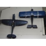 Two 3ft model airplanes spitfire and bi plane