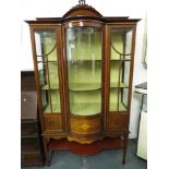 glass fronted victorian display case with fine inlay