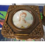 Brass box with miniature ivory portrait