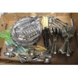 Box of plated ware and cutlery