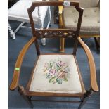 Carver chair with embroidered seat