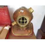 Full sized copper diving helmet