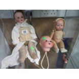 3 signed German bisque head opening and closing eyes dolls