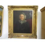 Oil on canvas gilt frame 18th century portrait