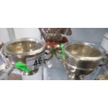 2 London hallmarked silver salts with glass liners