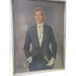 An Austrian lady with riding crop, oil on board 1937