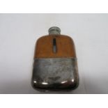 Leather and glass hip flask