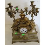 Japy Freres and Co french ormolou clock with 2 candlesticks