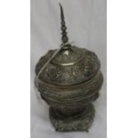 Burmese silver pot 9" tall