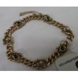 9ct gold sapphire pearl bracelet, 12.8 grams