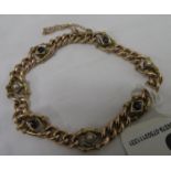 9ct gold sapphire & pearl bracelet 12.8 grams