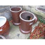 2x salt glazed drainage pipe planters